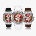 Scottish MacGill Clan Tartan Crest Badge Silver Automatic Watch Size 46mm