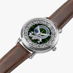 MacArthur Scottish Clan Tartan Crest Badge Silver Automatic Watch Size 46mm