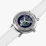 Scottish Hutton Clan Tartan Crest Badge Silver Automatic Watch Size 46mm