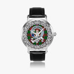 McCulloch Scottish Clan Tartan Crest Badge Silver Automatic Watch Size 46mm
