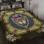 Scottish Wood Modern Clan Scottish Tartan Quilt Bed Set - Crystal Thistle Shield