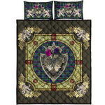Scottish Wood Modern Clan Scottish Tartan Quilt Bed Set - Crystal Thistle Shield