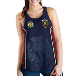 Scottish Kerr Modern Clan Scottish Crest and Scottish Thistle Sport Tartan Womens Tank Top