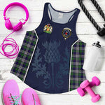 Scottish Colquhoun Dress Clan Scottish Crest and Scottish Thistle Sport Tartan Womens Tank Top