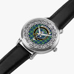 Haliburton Scottish Clan Tartan Crest Badge Silver Automatic Watch Size 46mm
