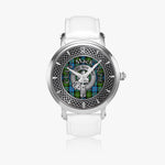 Clan MacKenzie Crest & Tartan Knot Sterling Silver Unisex Automatic Watch (Silver) Size 46mm