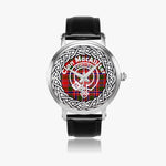 MacAlister Scottish Clan Tartan Crest Badge Old Silver Automatic Watch Size 46mm
