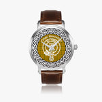 Scottish Houston Clan Tartan Crest Badge Silver Automatic Watch Size 46mm