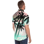 Men Hawaiian Shirt Black palms at sunset Men Short Sleeve Shirt