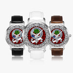 Hog Scottish Clan Tartan Crest Badge Silver Automatic Watch Size 46mm