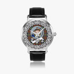 Shaw Of Sauchie Scottish Clan Tartan Crest Badge Silver Automatic Watch Size 46mm