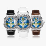 Scottish Laing Clan Tartan Crest Badge Silver Automatic Watch Size 46mm