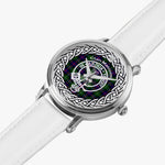Scottish Malcolm Clan Tartan Crest Badge Silver Automatic Watch Size 46mm