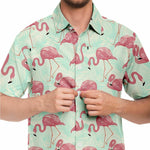 Men Hawaiian Shirt Cute Flamingo Pattern Hawaiian Men Short Sleeve Shirt