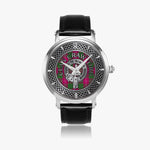 Clan Crawford Crest & Tartan Knot Sterling Silver Unisex Automatic Watch (Silver) Size 46mm