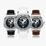 Hutton Scottish Clan Tartan Crest Badge Silver Automatic Watch Size 46mm