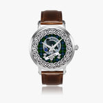 MacKie Scottish Clan Tartan Crest Badge Silver Automatic Watch Size 46mm