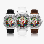 McCulloch Scottish Clan Tartan Badge Silver Automatic Watch Size 46mm
