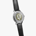 Scottish Pollock Clan Tartan Crest Badge Silver Automatic Watch Size 46mm