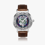 Scottish Wood Clan Tartan Crest Badge Silver Automatic Watch Size 46mm