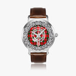 Scottish Spens Clan Tartan Crest Badge Silver Automatic Watch Size 46mm