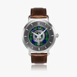 Clan MacKay Crest & Tartan Knot Sterling Silver Unisex Automatic Watch (Silver) Size 46mm