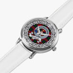 Charteris Scottish Clan Tartan Crest Badge Silver Automatic Watch Size 46mm