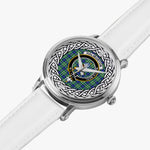Haliburton Scottish Clan Tartan Crest Badge Silver Automatic Watch Size 46mm