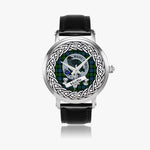 MacKie Scottish Clan Tartan Crest Badge Silver Automatic Watch Size 46mm