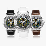 MacLellan Scottish Clan Tartan Crest Badge Silver Automatic Watch Size 46mm