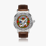 Leask Scottish Clan Tartan Crest Badge Silver Automatic Watch Size 46mm