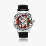 Hepburn Scottish Clan Tartan Crest Badge Silver Automatic Watch Size 46mm