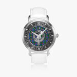 Clan Fergusson Crest & Tartan Knot Sterling Silver Unisex Automatic Watch (Silver) Size 46mm