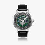 Clan Johnstone Crest & Tartan Sterling Silver Unisex Automatic Watch (Silver) Size 46mm