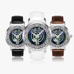 Scottish Hope Clan Tartan Crest Badge Old Silver Automatic Watch Size 46mm