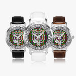 Scottish Hall Clan Tartan Crest Badge Silver Automatic Watch Size 46mm