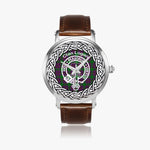Scottish Logan Clan Tartan Crest Badge Silver Automatic Watch Size 46mm