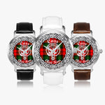 Scottish Carr surname Scottish Clan Tartan Badge Silver Automatic Watch Size 46mm