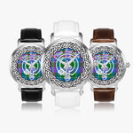 Scottish Ralston Clan Tartan Crest Badge Silver Automatic Watch Size 46mm