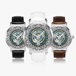 Scottish Cathcart Clan Tartan Crest Badge Silver Automatic Watch Size 46mm