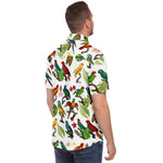 Men Hawaiian Shirt Colorful Tropical Parrots, Leaves & Flowers Hawaiian Men Short Sleeve Shirt