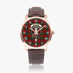 Scottish MacLean Family Crest Quartz Watch With Leather Strap - Tartan Watch Instafamous Quartz Leather Strap Plaid Watch