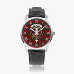 Scottish MacLean Family Crest Quartz Watch With Leather Strap - Tartan Watch Instafamous Quartz Leather Strap Plaid Watch