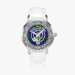 Scottish Strachan Clan Tartan Plaid Crest Badge Silver Automatic Watch Size 46mm