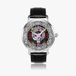 Hutchison Scottish Clan Tartan Crest Badge Silver Automatic Watch Size 46mm