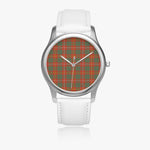 Scottish Bruce Ancient Watch Tartan Leather Strap Classic Plaid Watch (Silver)