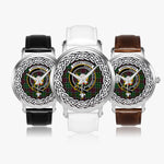 Carruthers Scottish Clan Tartan Crest Badge Silver Automatic Watch Size 46mm