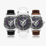 Clan MacNeil Crest & Tartan Knot Sterling Silver Unisex Automatic Watch (Silver) Size 46mm