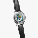 Douglas Scottish Clan Tartan Crest Badge Silver Automatic Watch Size 46mm