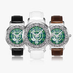 Scottish Kennedy Clan Tartan Crest Badge Old Silver Automatic Watch Size 46mm